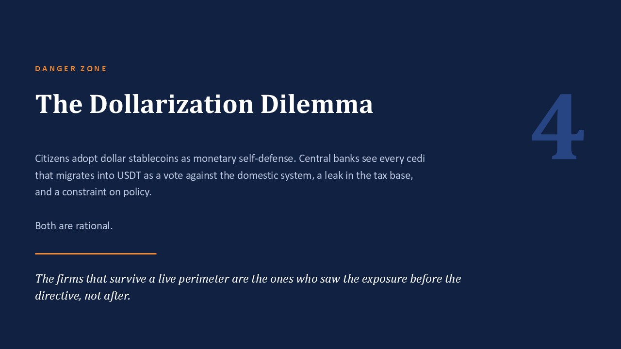 Danger zone slide, the dollarization dilemma