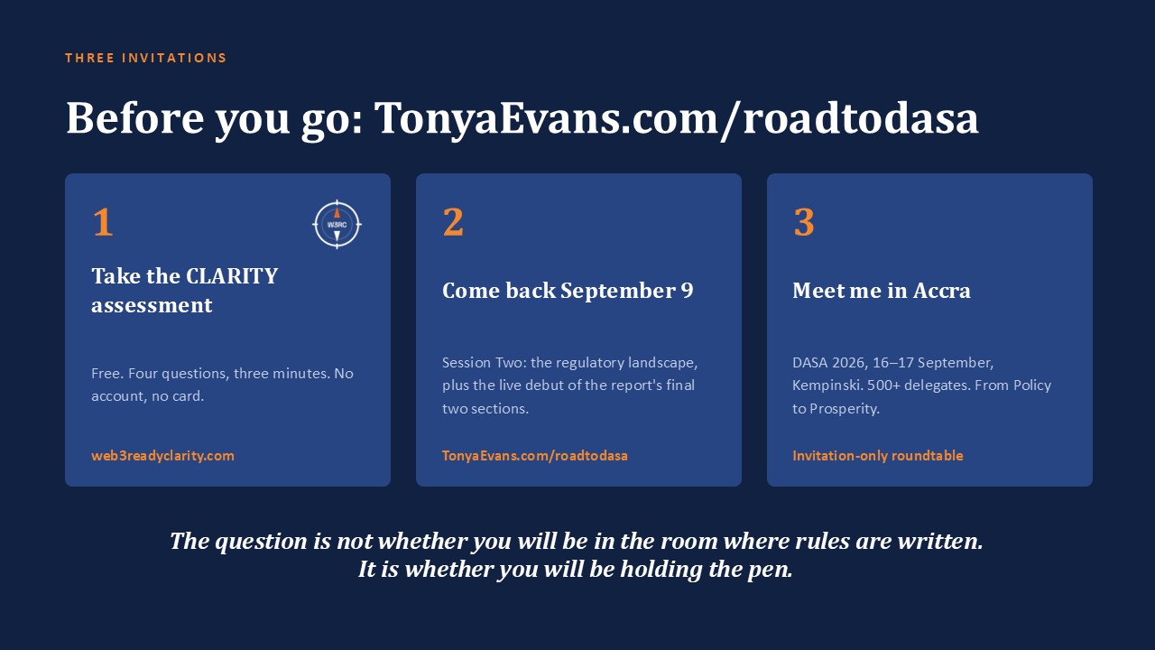 Closing slide, three invitations, before you go